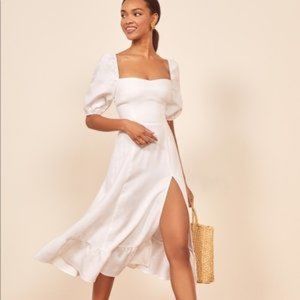 Reformation Belgium Linen Dress - White